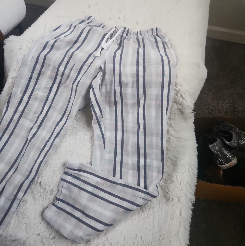 Stars Above Pink Gray Cotton PJ Pants